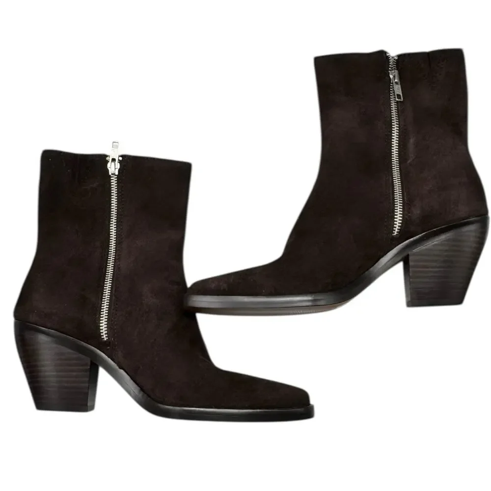 NWOB Madewell The Idris Side Zip Ankle Boot Coffee Bean Suede Leather Size 8